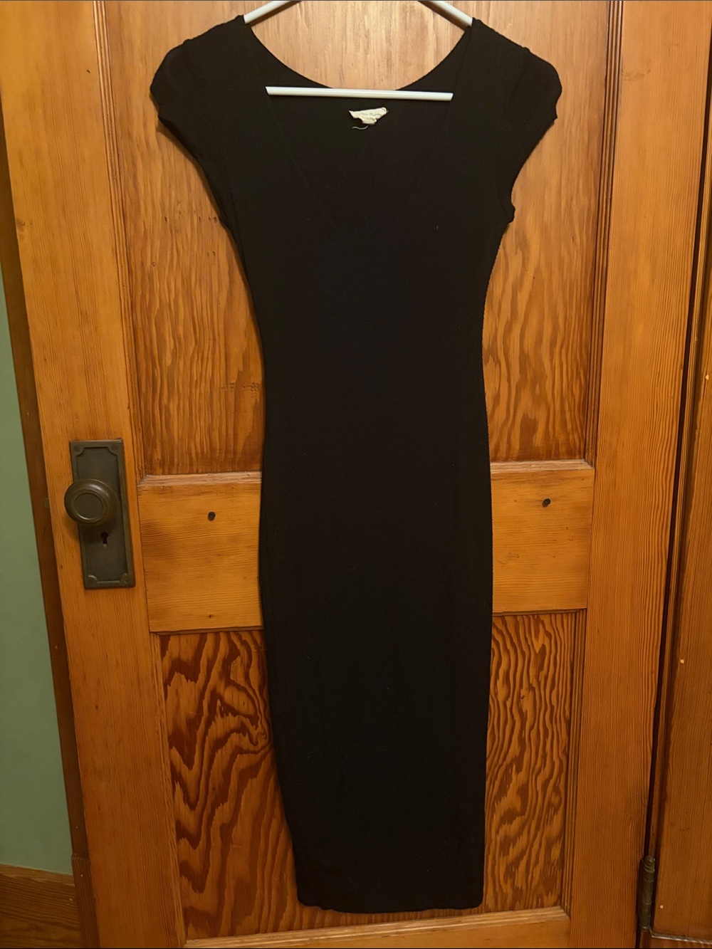 See You Monday Black Cap-Sleeve Midi Dress